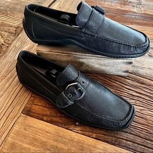 🍁 SALE DONALD J PLINER  Driving Moccasin in Textured Black Leather